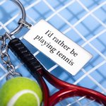 Mini llavero personalizado de raqueta y pelota de tenis con texto grabado Regalo de cumpleaños y día del partido para los amantes del tenis