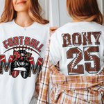 Personalisierte Cartoon Football Sport Mädchen Leopard Buchstaben T-Shirt Sweatshirt mit Nummer und Name Game Day Kostüm Geburtstagsgeschenk für Fußba