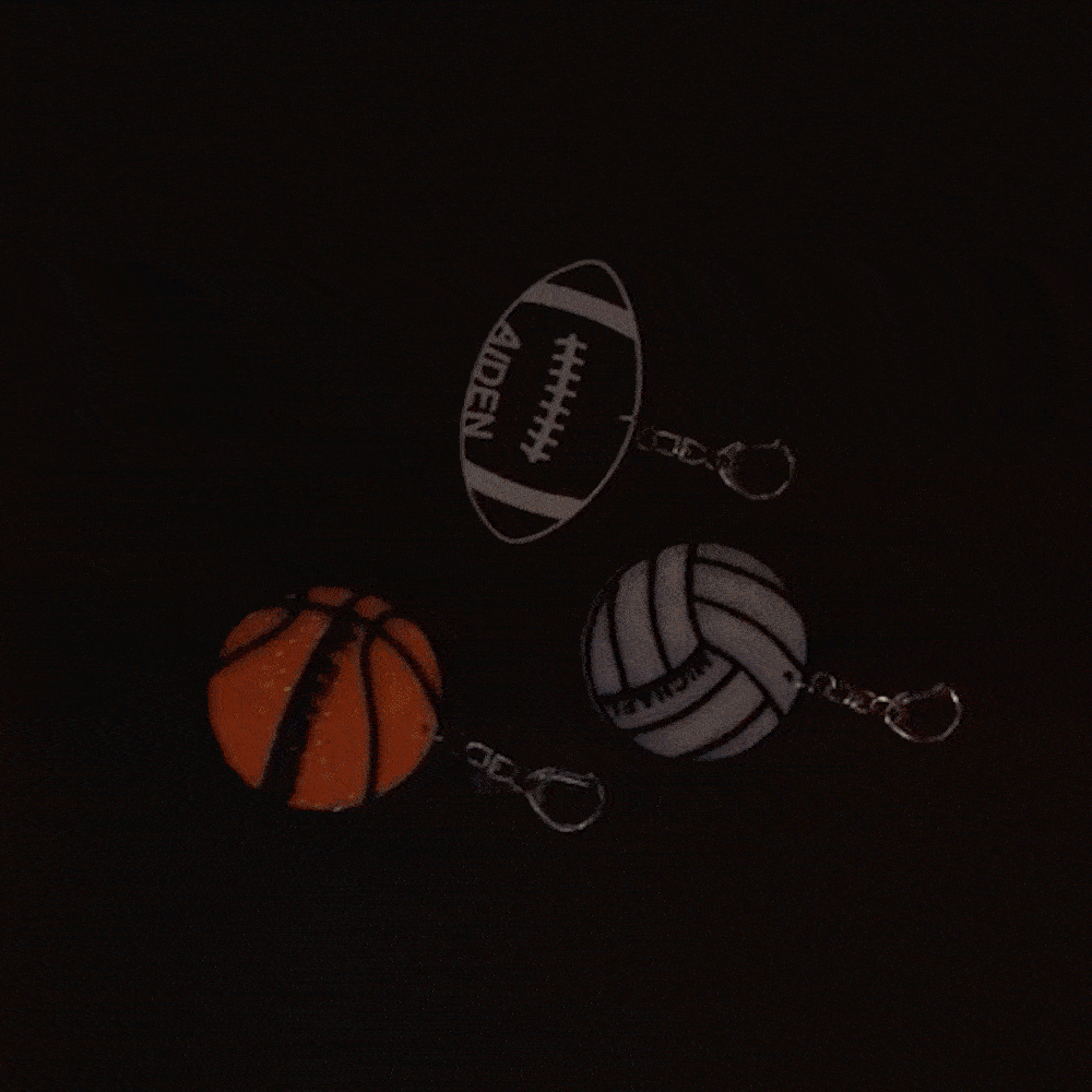 Personalised Reflective Basketball Football Volleyball Backpack Bag Tag with Name Back to School Gift for Kids Sports Lovers