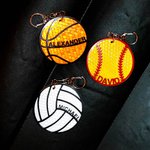 Personalised Reflective Basketball Football Volleyball Backpack Bag Tag with Name Back to School Gift for Kids Sports Lovers