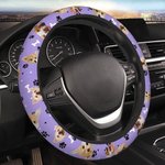 Personalized Multicolour 1-3 Pet Portrait Anti-Slip Car Steering Wheel Cover with Paw Bone Design Car Accessories Birthday Gift for Car Owner