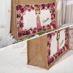 Sac en toile de jute réutilisable à poche frontale avec nom Cadeau de mariage pour les femmes