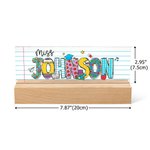 Personalised Doodle Letter Acrylic Desk Name Plate with Title and Name Appreciation Back To School Office Decor Gift for Teacher