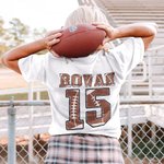 Personalisierte Cartoon Football Sport Mädchen Leopard Buchstaben T-Shirt Sweatshirt mit Nummer und Name Game Day Kostüm Geburtstagsgeschenk für Fußba