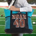Gepersonaliseerde grote draagtas in voetbalstijl met naam Cadeau voor sportliefhebber