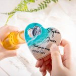 Personliga 5 stycken hjärtformade strandmagnetiska flasköppnare med text och kortpaket Bride Shower Wedding Party Favor Present för gäster