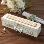 Boîte de Serment du Mariage Personnalisée avec Noms du Couple Cadeau en Bois pour Mariage Couple