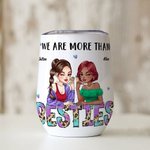 Personalized We Are More Than Besties Leopard Letters Cartoon Wine Tumbler with Name Birthday Bridal Shower Best Friend Gift for Women