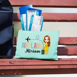 Personalisierte Flugzeug Cartoon Charakter Name Schminktasche Reise Essentials Graduierung Flugbegleiter Geschenk für Frauen Mädchen