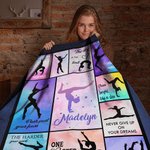 Manta blanda personalizada con nombre de gimnasia rítmica Regalo de cumpleaños para los amantes de la gimnasia