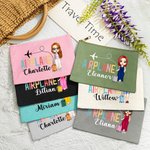 Personalisierte Flugzeug Cartoon Charakter Name Schminktasche Reise Essentials Graduierung Flugbegleiter Geschenk für Frauen Mädchen
