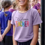 Personalized Multicolour Grade Teacher 100% Cotton Unisex T-Shirt with Text Back to School Activity Accessories Gift for Teachers