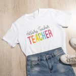 Personalized Multicolour Grade Teacher 100% Cotton Unisex T-Shirt with Text Back to School Activity Accessories Gift for Teachers