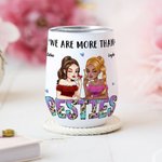 Personalized We Are More Than Besties Leopard Letters Cartoon Wine Tumbler with Name Birthday Bridal Shower Best Friend Gift for Women