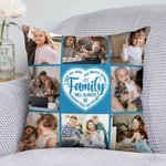 Henkilökohtainen Perhe tulee aina olemaan yhteydessä Sydän Photo Collage heittää tyynyn kansi Syntymäpäivä Housewarming lahja perheelle