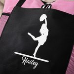 Henkilökohtainen Cheerleader siluetti Suuri vetoketjullinen Kangaskassi nimi syntymäpäivä Cheerleading lahja naisille tytöille