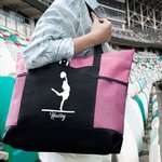 Henkilökohtainen Cheerleader siluetti Suuri vetoketjullinen Kangaskassi nimi syntymäpäivä Cheerleading lahja naisille tytöille