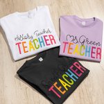 Personalized Multicolour Grade Teacher 100% Cotton Unisex T-Shirt with Text Back to School Activity Accessories Gift for Teachers