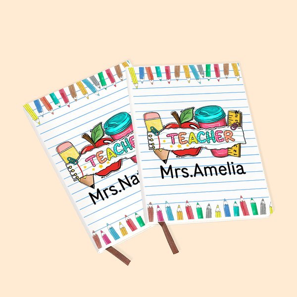 Personalisierte Bleistift Apple Lehrer A5 liniertes Notizbuch mit Namen Teacher's Day Wertschätzung zurück zu Schule Geschenk für Lehrer