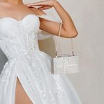 Personalised Minimalist Pearl Chain Handbag Acrylic Clutch Handbag with Name Wedding Bridal Shower Bachelorette Party Gift for Women