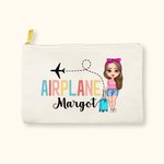 Personalisierte Flugzeug Cartoon Charakter Name Schminktasche Reise Essentials Graduierung Flugbegleiter Geschenk für Frauen Mädchen