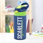 Gourde Isotherme Personnalisée avec Nom Bouteille 350ml avec Paille en Silicone et Anse Cadeau Anniversaire Rentrée Scolaire pour Enfant