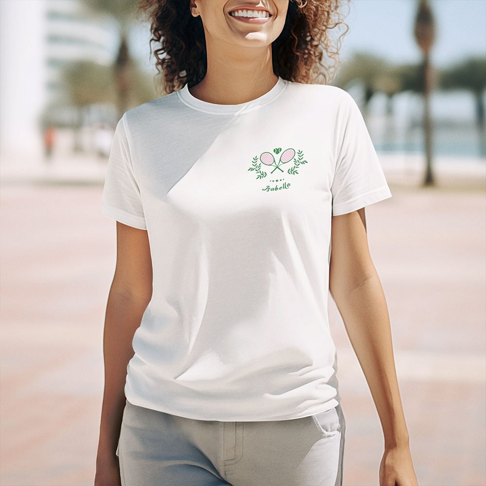 T-Shirt Unisexe Sweatshirt Hoodie avec Nom Racket de Tennis Rétro Personnalisé Cadeau d'Anniversaire pour Amoureux du Tennis Entraîneur