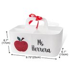 Personalized Apple Design Desk Organizer Pencil Holder with Compartment and Name Back to School Appreciation Gift for Teacher
