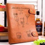 Personalized Retro Cocktail Recipe Leather Notebook with Engraved Name 70 Sheets Birthday Mixology Gift for Cocktail Lover Bartender