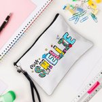 Personalized Pencil Apple Notebook Floral Doodle Letter Linen Wristlet Pencil Case Bag Back to School Appreciation Gift for Teacher