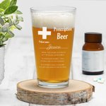 Personalised 16oz Funny Prescription Print Beer Glass with Patient Name Bar Glassware Housewarming Father's Day Gift for Family Beer Lover