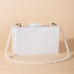 Personalised Minimalist Pearl Chain Handbag Acrylic Clutch Handbag with Name Wedding Bridal Shower Bachelorette Party Gift for Women