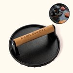 Personalized Iron Burger Weight Meat Press with Engraved Text Wooden Handle Barbecue Party Father's Day Gift for BBQ Cooking Lover