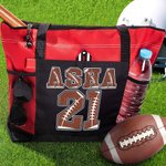 Gepersonaliseerde grote draagtas in voetbalstijl met naam Cadeau voor sportliefhebber