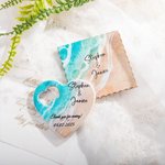Personliga 5 stycken hjärtformade strandmagnetiska flasköppnare med text och kortpaket Bride Shower Wedding Party Favor Present för gäster