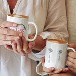 Personalized Sisters Will Always Be Connected Heart Ceramic Birth Flower Mug with 2-10 Names Birthday Gift for Sisters Friends