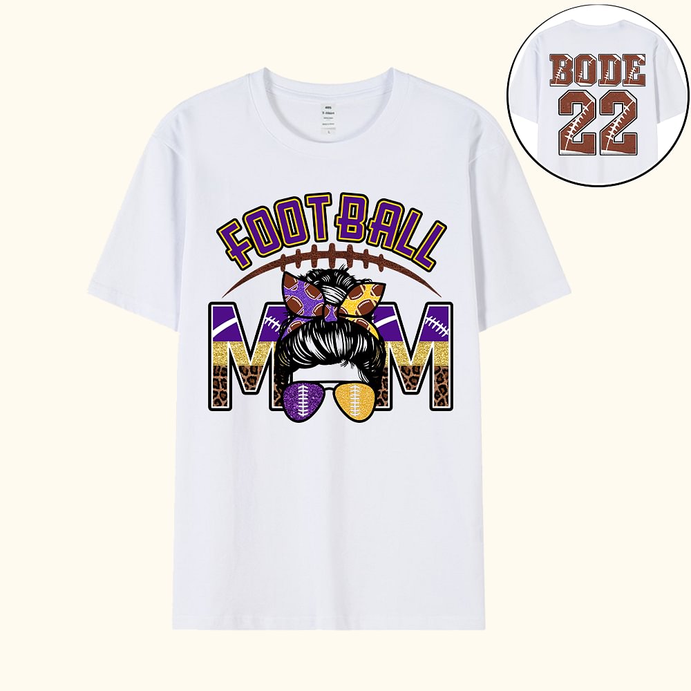 Personnalisé Football Cartoon Sport Girl Leopard Letters Sweatshirt with Number and Name Game Day Costume Birthday Gift for Football Mom