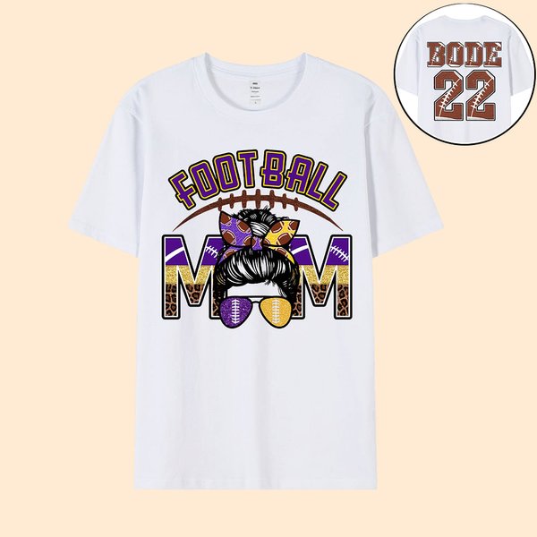 Personalisierte Cartoon Football Sport Mädchen Leopard Buchstaben T-Shirt Sweatshirt mit Nummer und Name Game Day Kostüm Geburtstagsgeschenk für Fußba