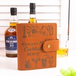 Personalized Retro Cocktail Recipe Leather Notebook with Engraved Name 70 Sheets Birthday Mixology Gift for Cocktail Lover Bartender