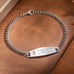 Bracelet d'Alerte Médicale Unisexe Personnalisé en Acier Inoxydable avec Messages Gravés Cadeau d'Anniversaire pour Famille