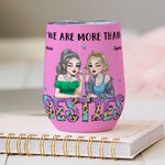 Personalized We Are More Than Besties Leopard Letters Cartoon Wine Tumbler with Name Birthday Bridal Shower Best Friend Gift for Women
