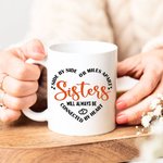 Personalized Sisters Will Always Be Connected Heart Ceramic Birth Flower Mug with 2-10 Names Birthday Gift for Sisters Friends