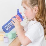 Gourde Isotherme Personnalisée avec Nom Bouteille 350ml avec Paille en Silicone et Anse Cadeau Anniversaire Rentrée Scolaire pour Enfant