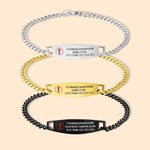 Bracelet d'Alerte Médicale Unisexe Personnalisé en Acier Inoxydable avec Messages Gravés Cadeau d'Anniversaire pour Famille