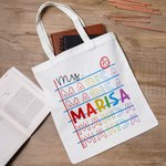 Personalizado Retro A + Nota Papel Arco Iris Diseño Nombre Repetido Bolsa de Lona Apreciación Regreso a la Escuela Regalo para el Maestro