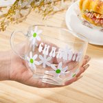 Personalized Retro Daisy Flower Glass Coffee Mug Set with Name Birthday Gift for Friend Family