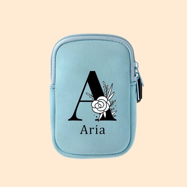 Personalized Floral Initial Waterproof Water Bottle Pouch with Adjustable Buckle Tumble Accessories for Stanley Birthday Sports Gift for Women