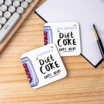 Personalized Diet Coke Goes Here Water Absorbent Wooden Coaster with Name Funny Birthday Housewarming Gift for Coke Lovers