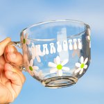 Personalized Retro Daisy Flower Glass Coffee Mug Set with Name Birthday Gift for Friend Family
