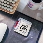 Personalized Diet Coke Goes Here Water Absorbent Wooden Coaster with Name Funny Birthday Housewarming Gift for Coke Lovers